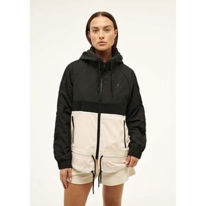 P.E NATION Mens Black Cream Colorblock Hooded Windbreaker‎ Jacket Size S P